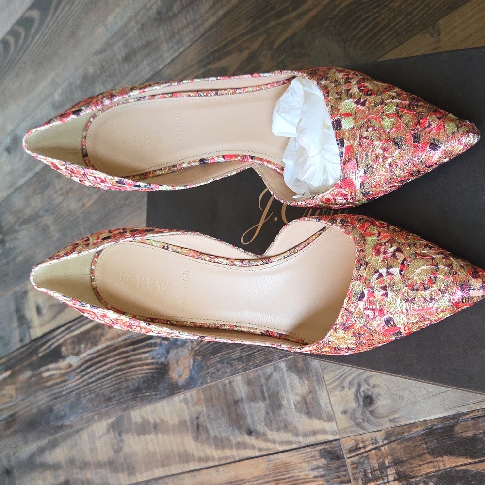 J. Crew Colette Glitter Pump Heels with Pink And Gold Pattern - Picture 2 of 8